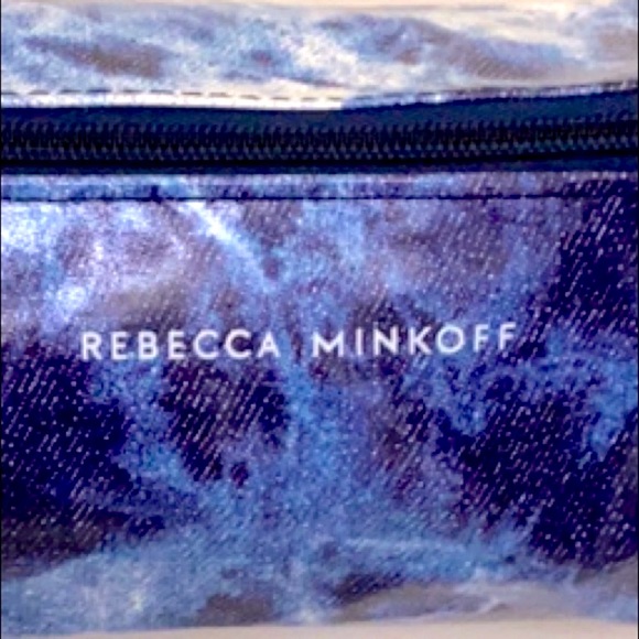 B2G1 Rebecca Minkoff Blue Denim Tie Dye Cylinder Makeup Pouch - Picture 3 of 12